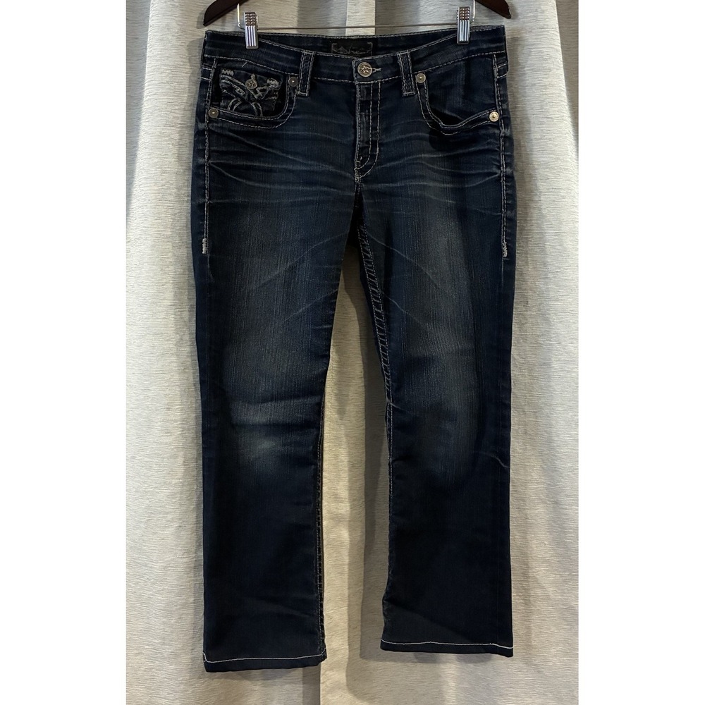 Big Star Miki Boot Cut Women's Dark Wash Blue Denim Low Rise Flap Pocket SZ 29R